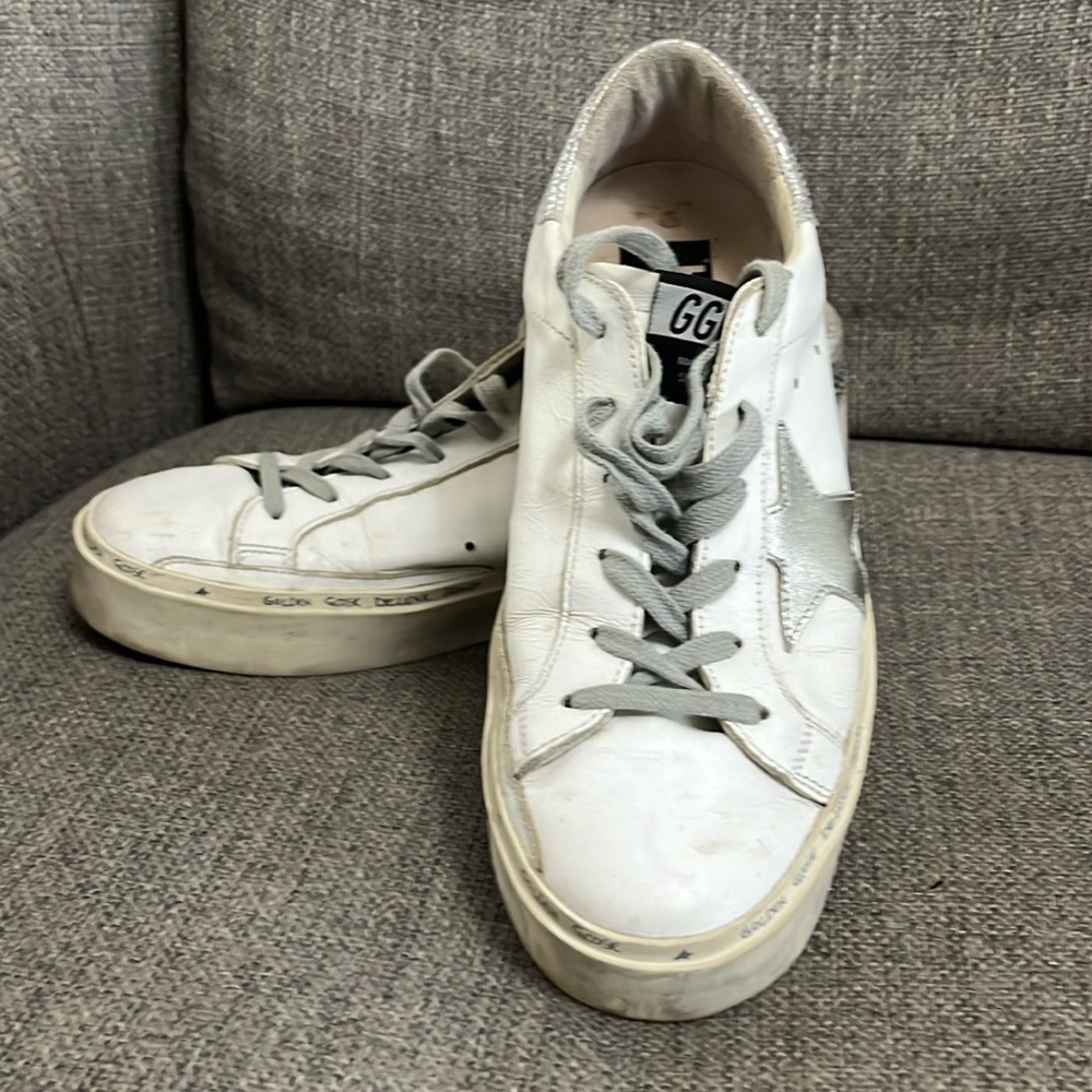 Golden Goose Wmn Hi Star White Silver